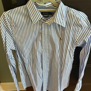 NWOT. Polo white, and blue button down.